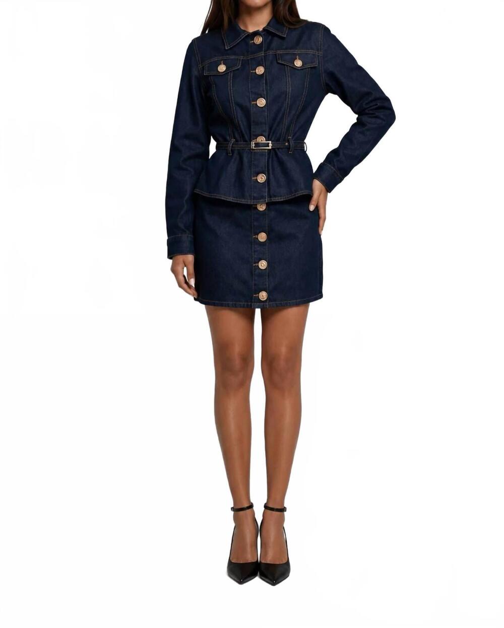 NEW AKALIA monaco denim mini skirt in dark indigo
